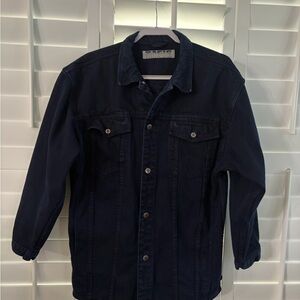 Dark Navy Denim Jacket - Casual Button-Front Jean Coat